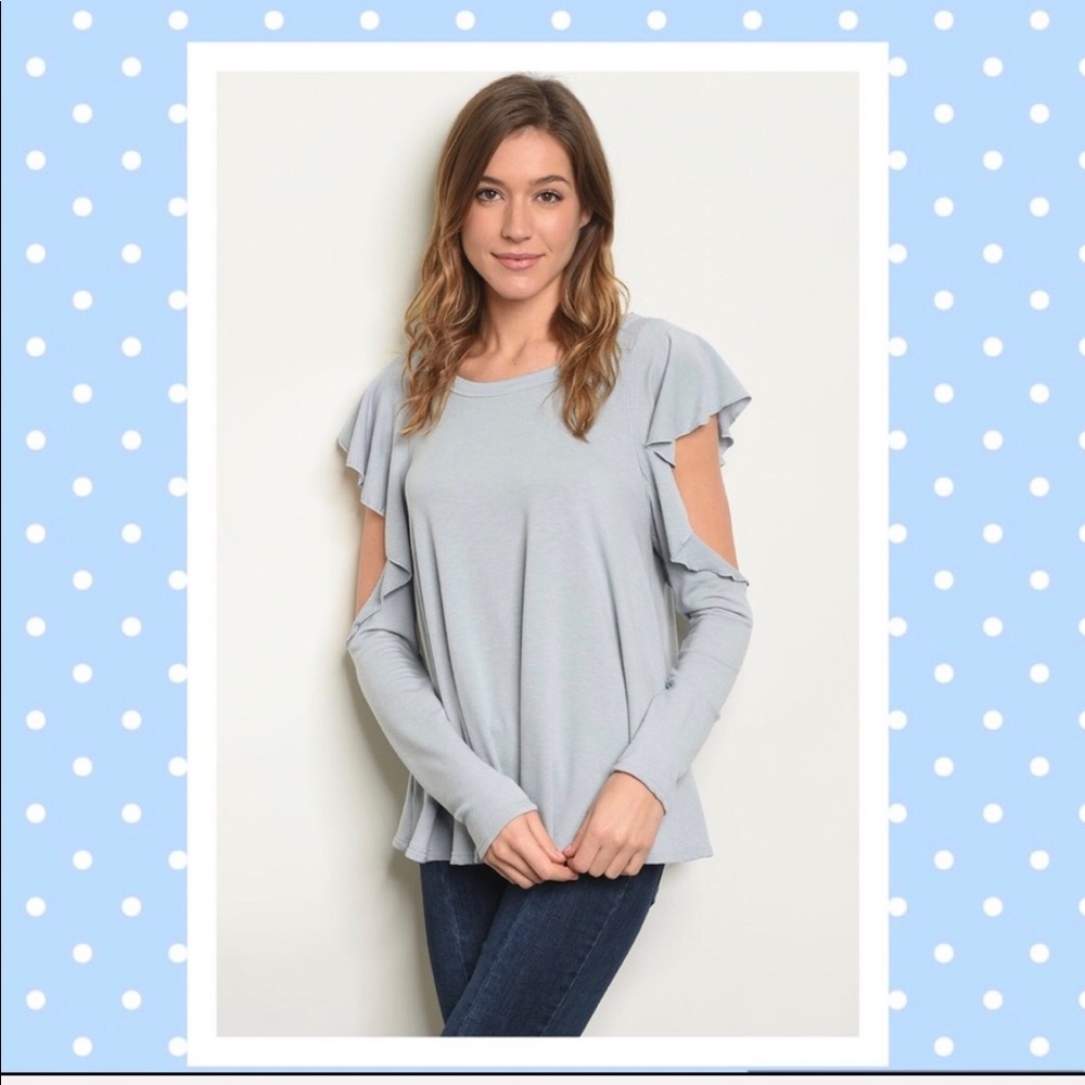 ✨Sky Blue Cold Shoulder Blouse✨